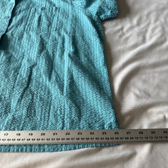 Carroll Reed Women's Vintage Seersucker Short Sleeve Button Up Shirt Blue 2X - Picture 9 of 11